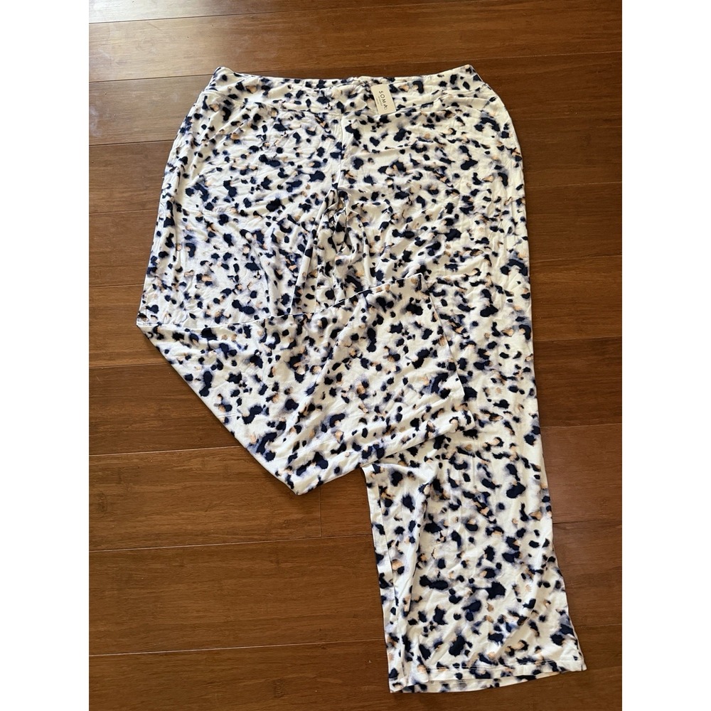 NWT Soma Women's Cool Nights Navy Blue Long Sleeve Top And Print Bottoms Sz XL - Picture 6 of 10